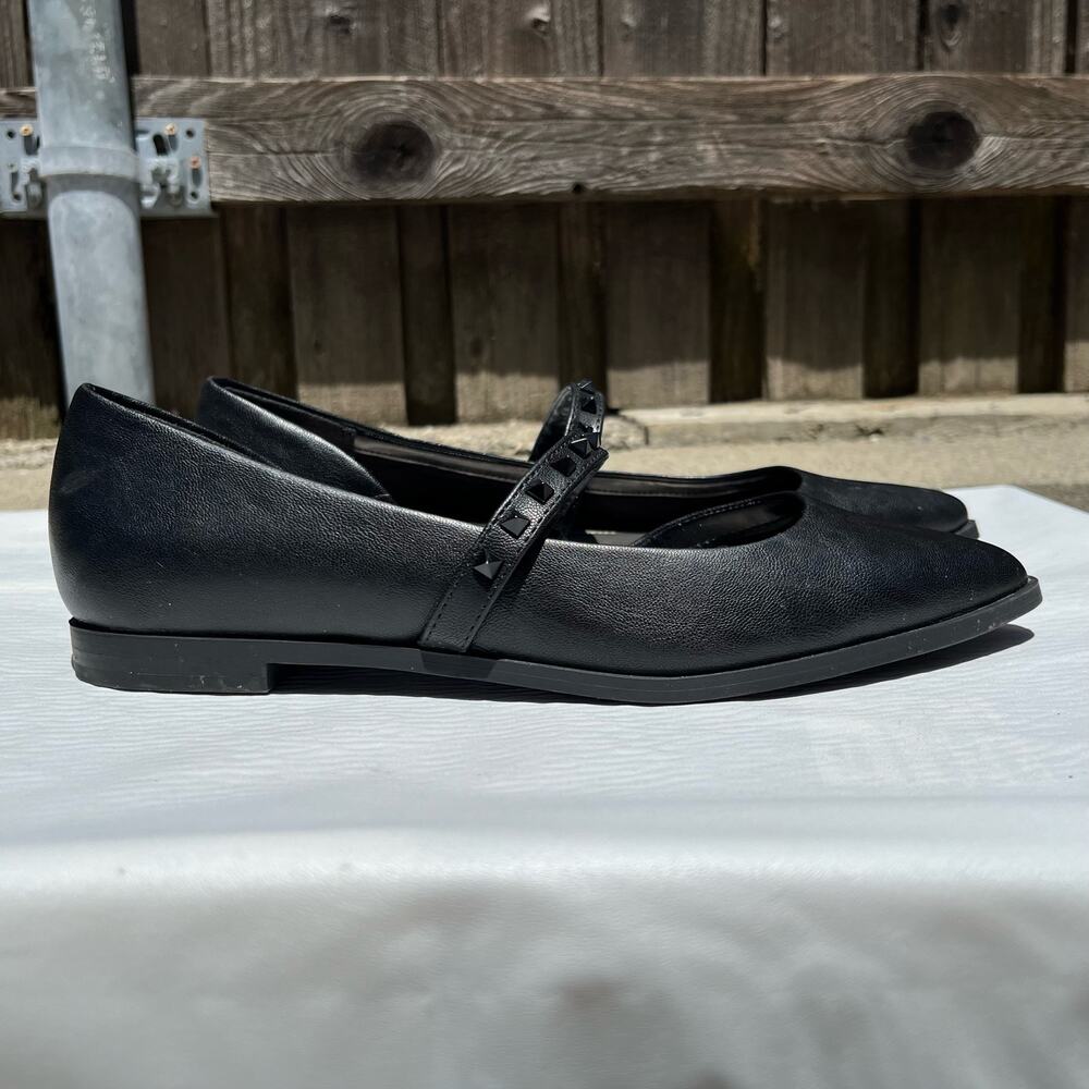 Worthington Womens Cora Pointed Toe Ballet Flats 8.5 Black Mary Jane